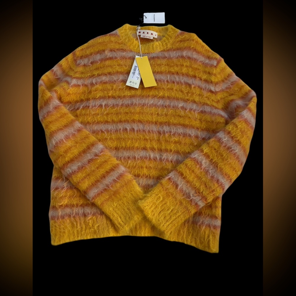 Brand New Marni Fuzzy Sweater in gold and multi colors
